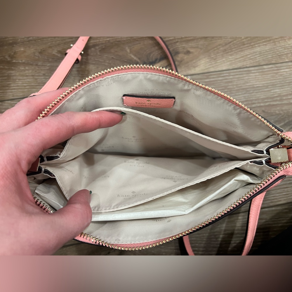 Kate Spade Leila Triple Gusset Crossbody Bag Peachy Rose Pink - Picture 9 of 12